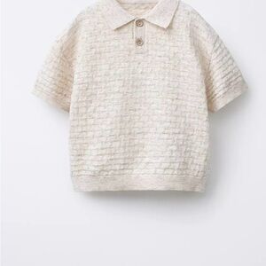 Kids Cream Textured Polo Shirt